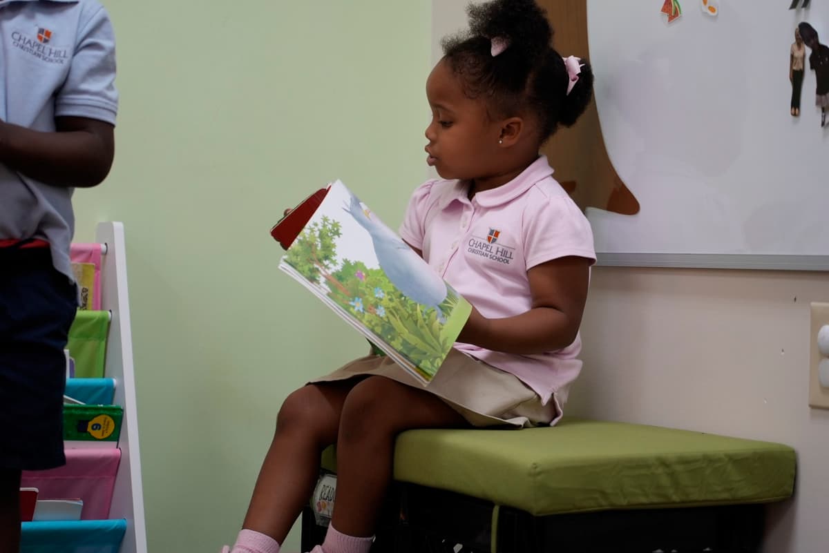 Student reading a book